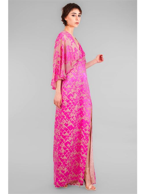 Abito devore' in viscosa e seta D'Andrea collection | 25191FUXIA